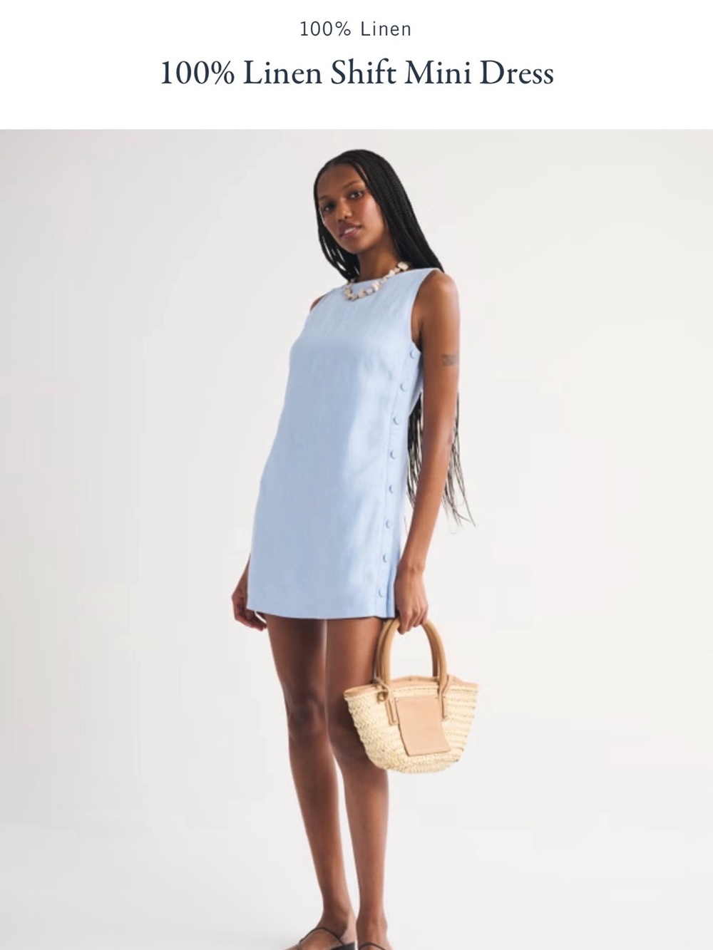 Abercrombie & Fitch Light Blue Linen Shift Mini Dress